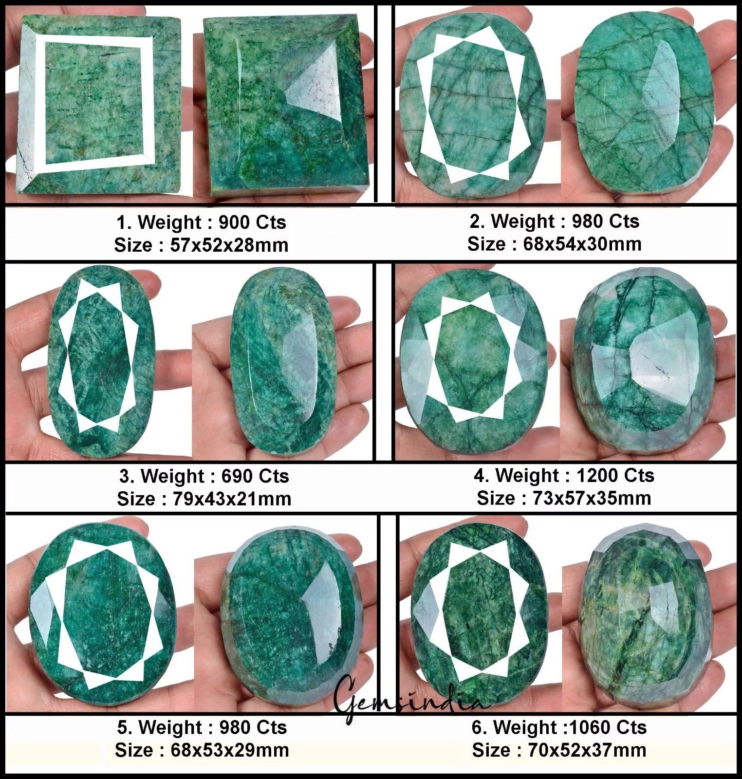5800 Cts/6 Pcs Natural Brazilian Green Emerald Mix Cut Huge Size Wholesale Gems