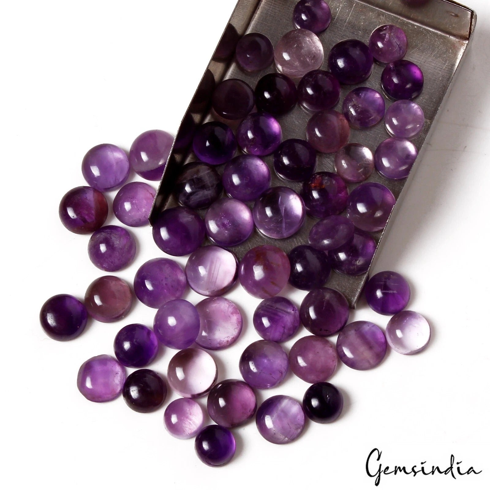Certified 175.80 Ct Natural Untreated Purple Amethyst Round Cab Loose Gems Lot~