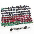 1400 Cts/123 Pcs Natural Red Ruby Green Emerald Blue Sapphire Mix Cut Loose Gems