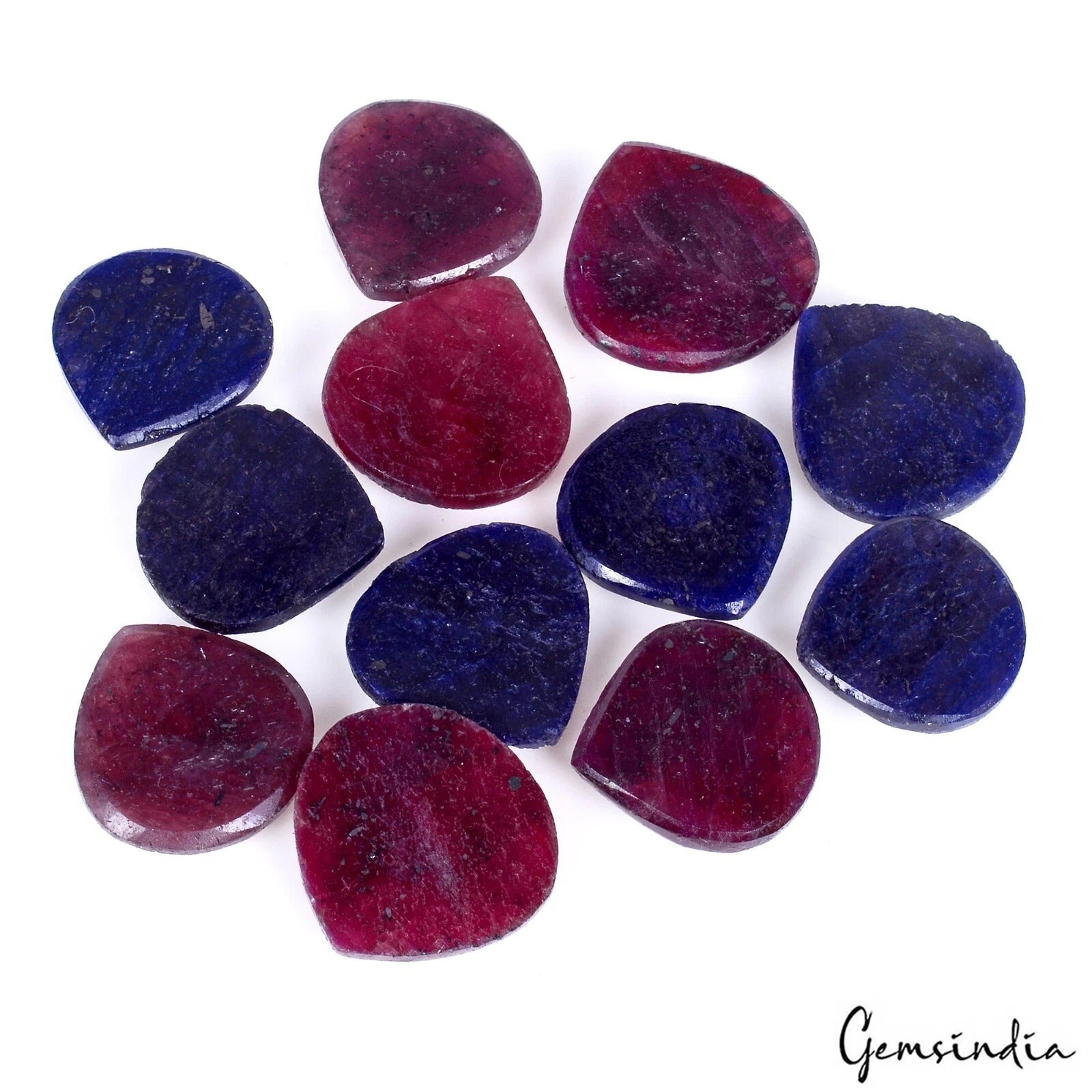 Ruby Lot, Loose Gemstone, Color Enhanced, Red — 12 Pieces, 20mm to 24mm, 370 Ct, Madagascar
