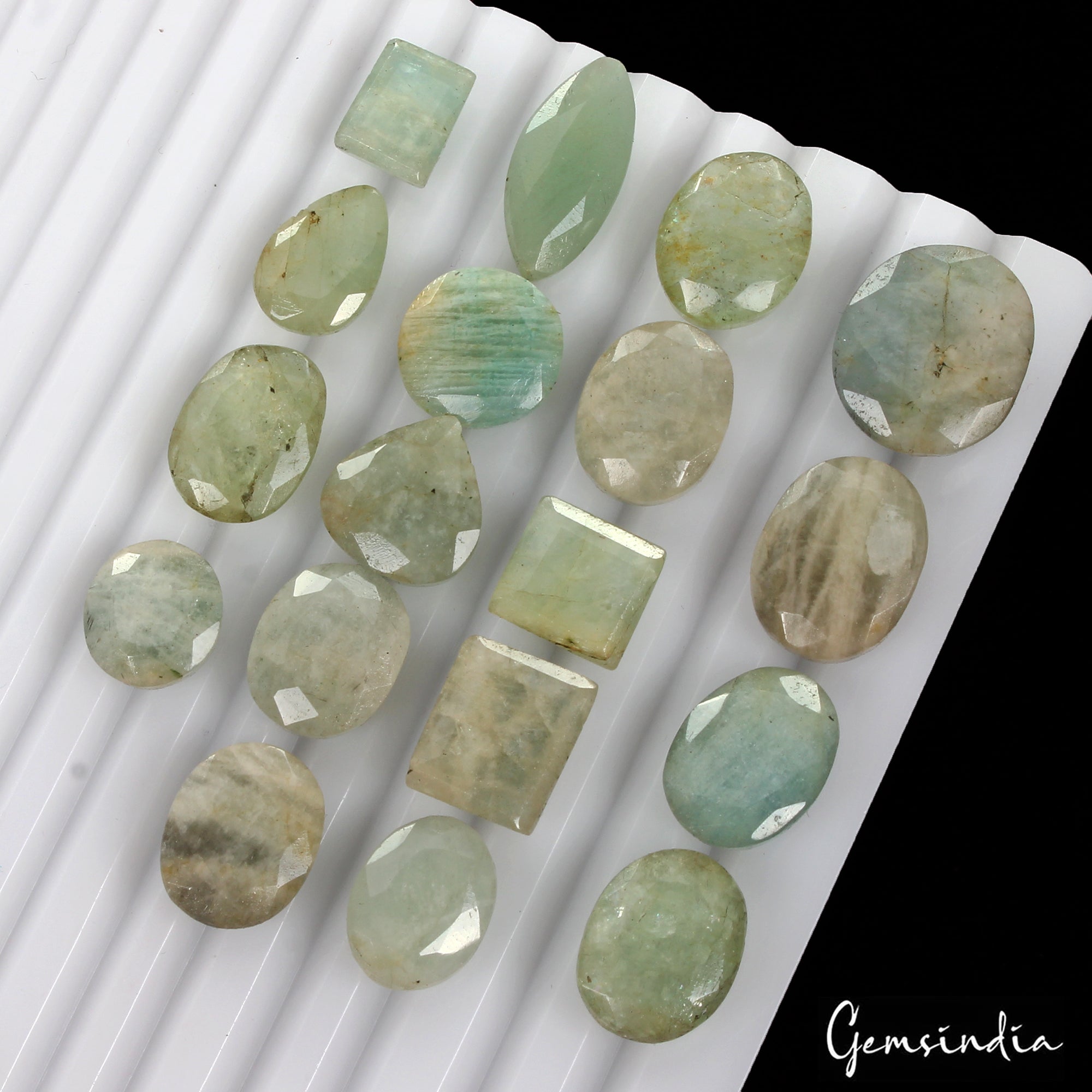 195.55 Ct Natural Aqua Green Aquamarine Mix Faceted Loose Gemstone Lot 18 Pcs