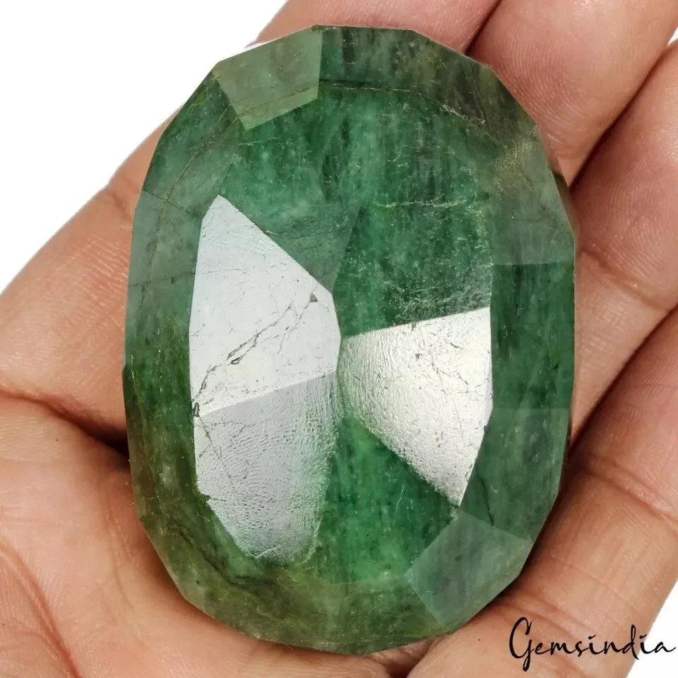 Huge ~ 760 Ct Natural Green Brazilian Emerald Oval Cut Faceted Earth Mined Gems