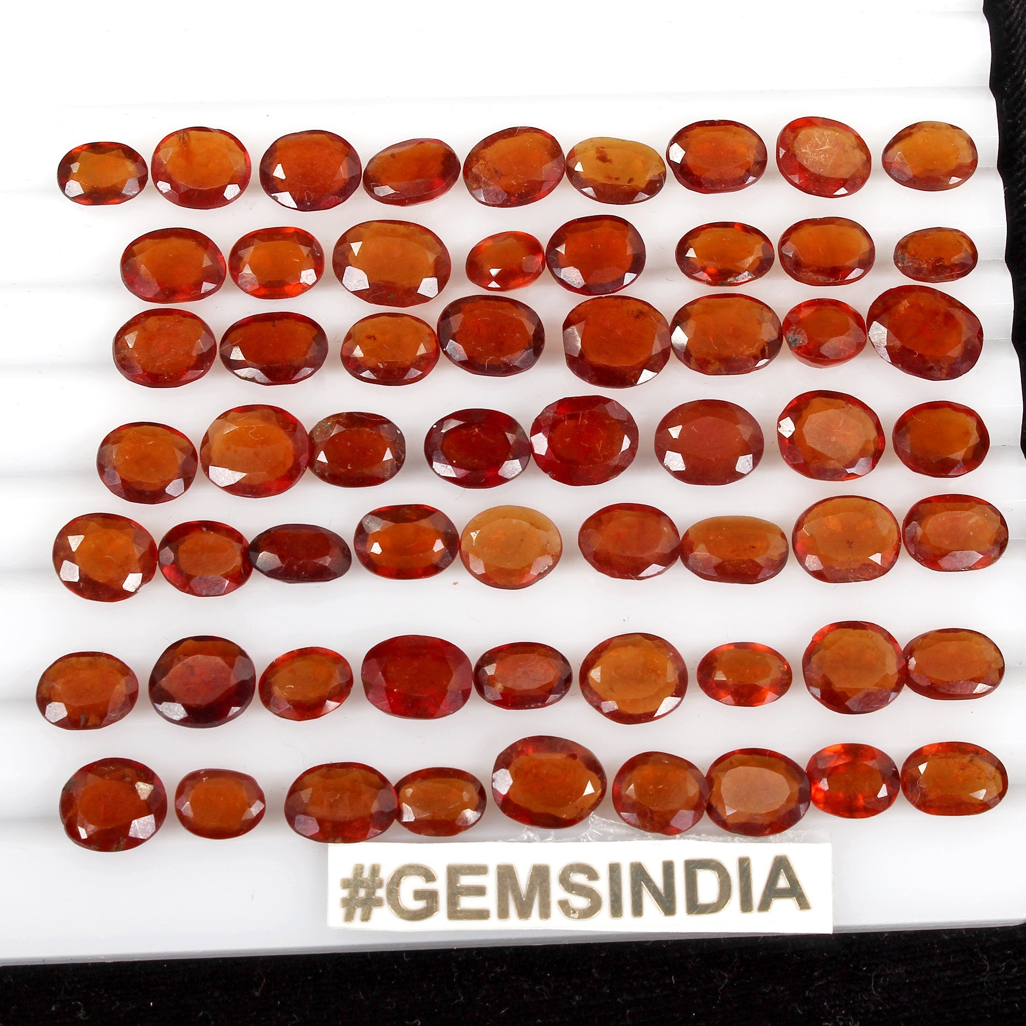 Natural Hessonite Garnet Oval Cut Loose Gemstone Lot 60 Pcs 7-9mm 81.10 Cts