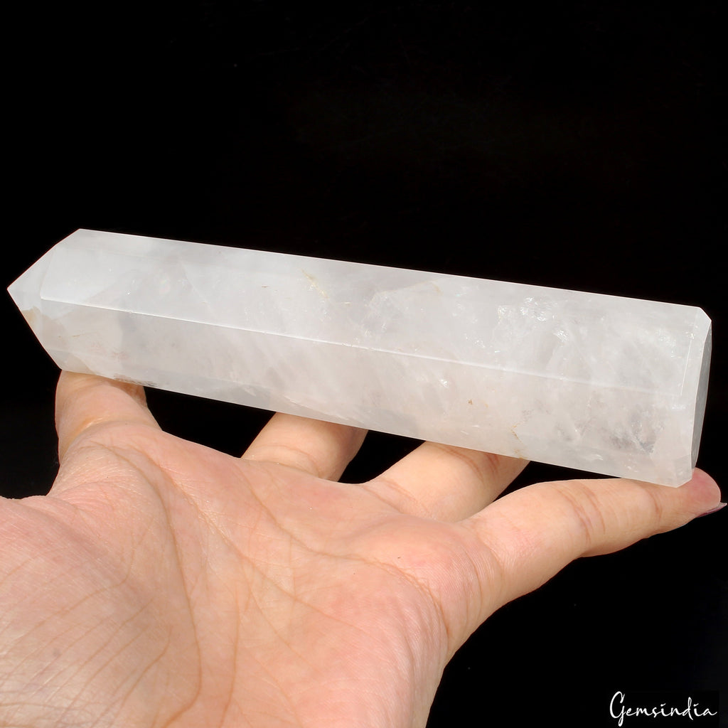 228 Gram/5.5 Inch Natural White quartz obelisk crystal tower wand point healing