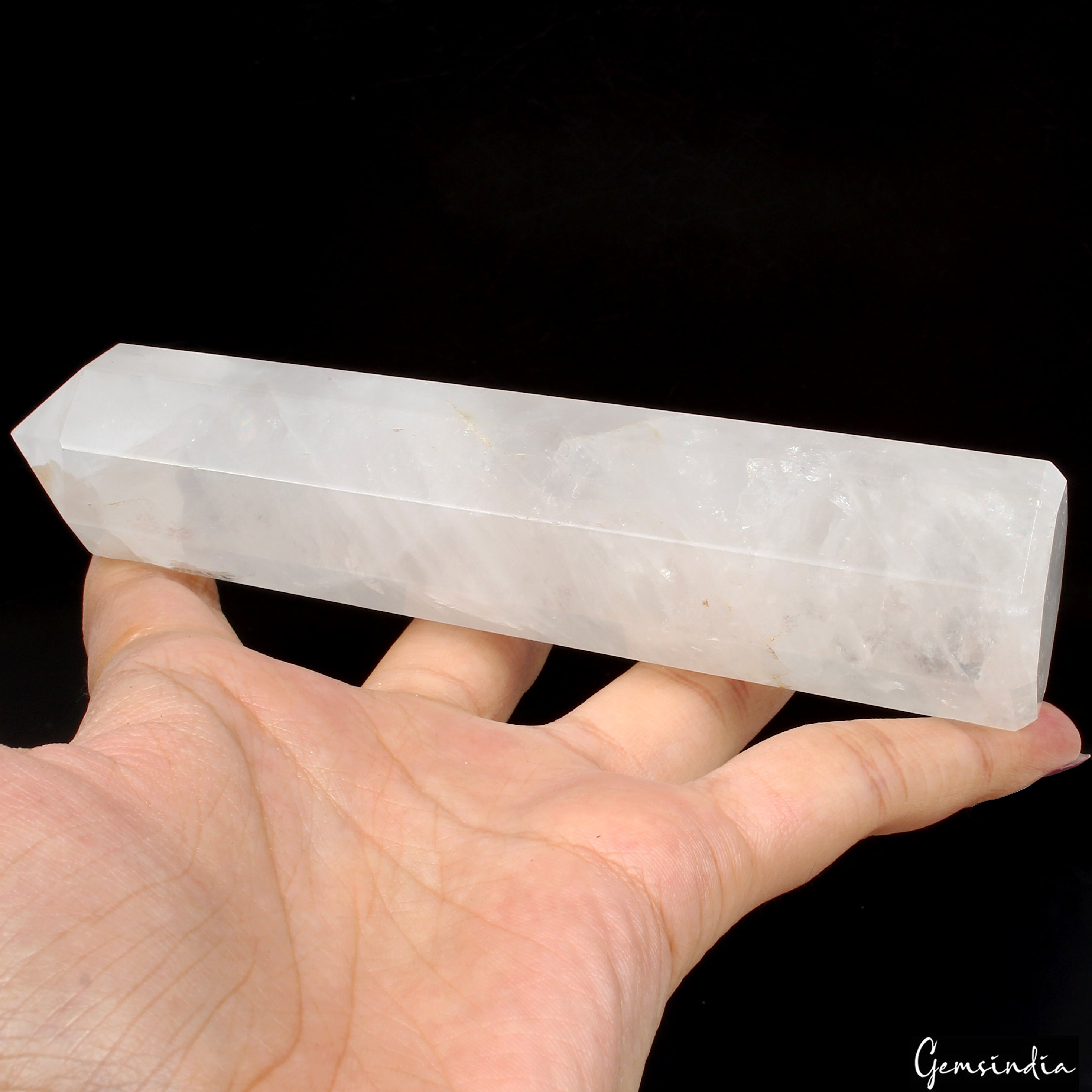 228 Gram/5.5 Inch Natural White quartz obelisk crystal tower wand point healing