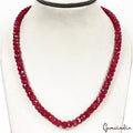 280 Ct Natural Red Quarts Round Cut Beaded Single Strand Adjustable Necklace 20"