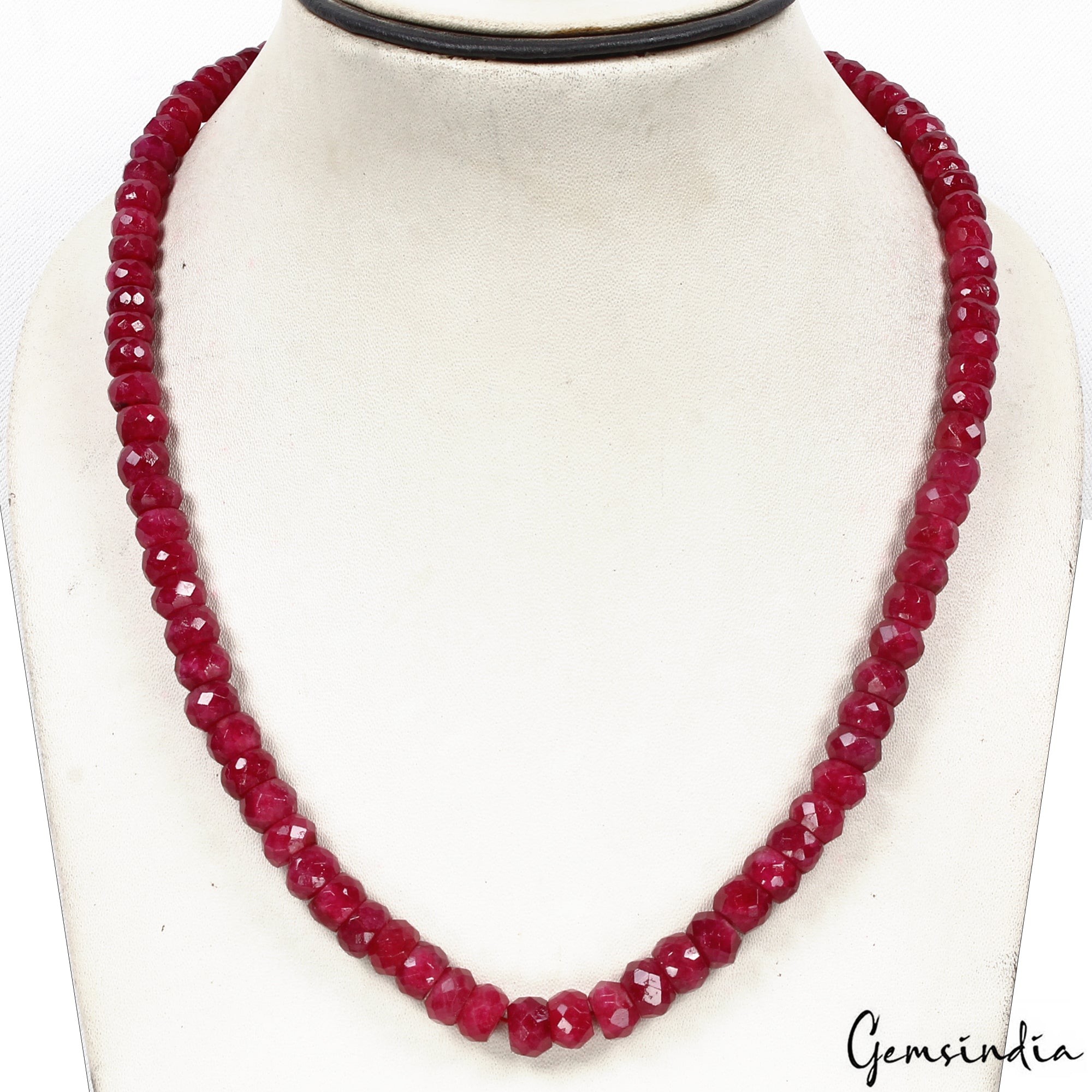 280 Ct Natural Red Quarts Round Cut Beaded Single Strand Adjustable Necklace 20"