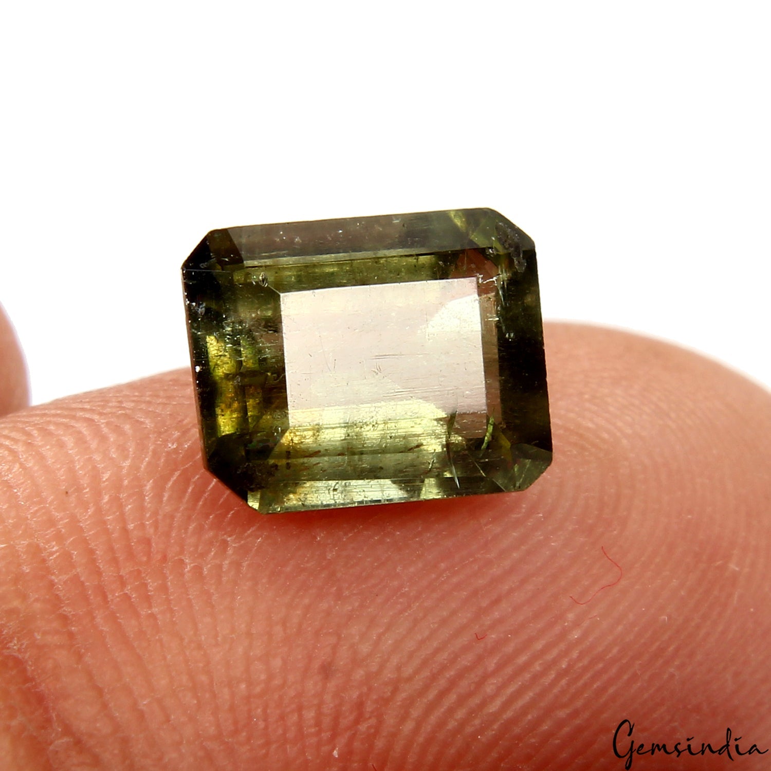 AAA 2.20 Ct Natural Mozambique Olive Green Emerald Cut Loose Tourmaline Gemstone