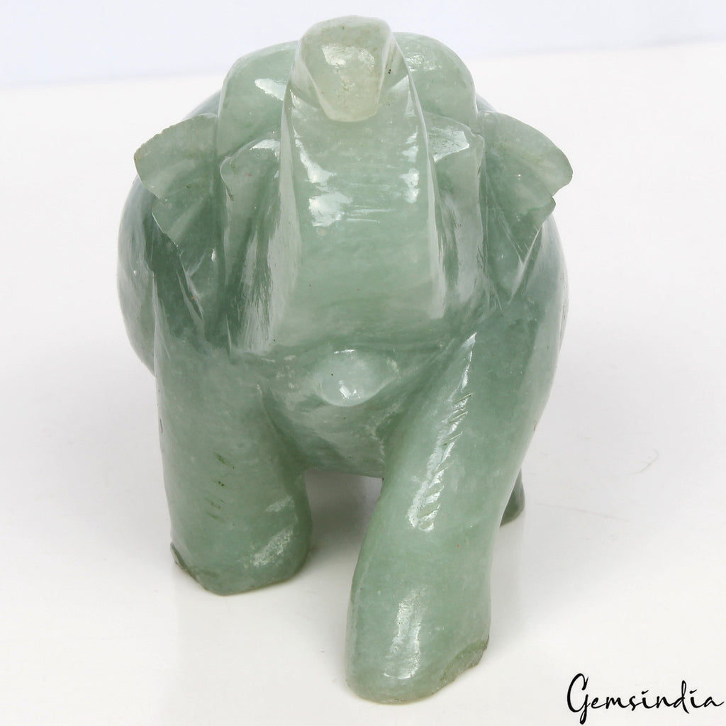 Handmade 855 Cts Natural Green Aventurine Elephant Sculpture Home Decor /Statue