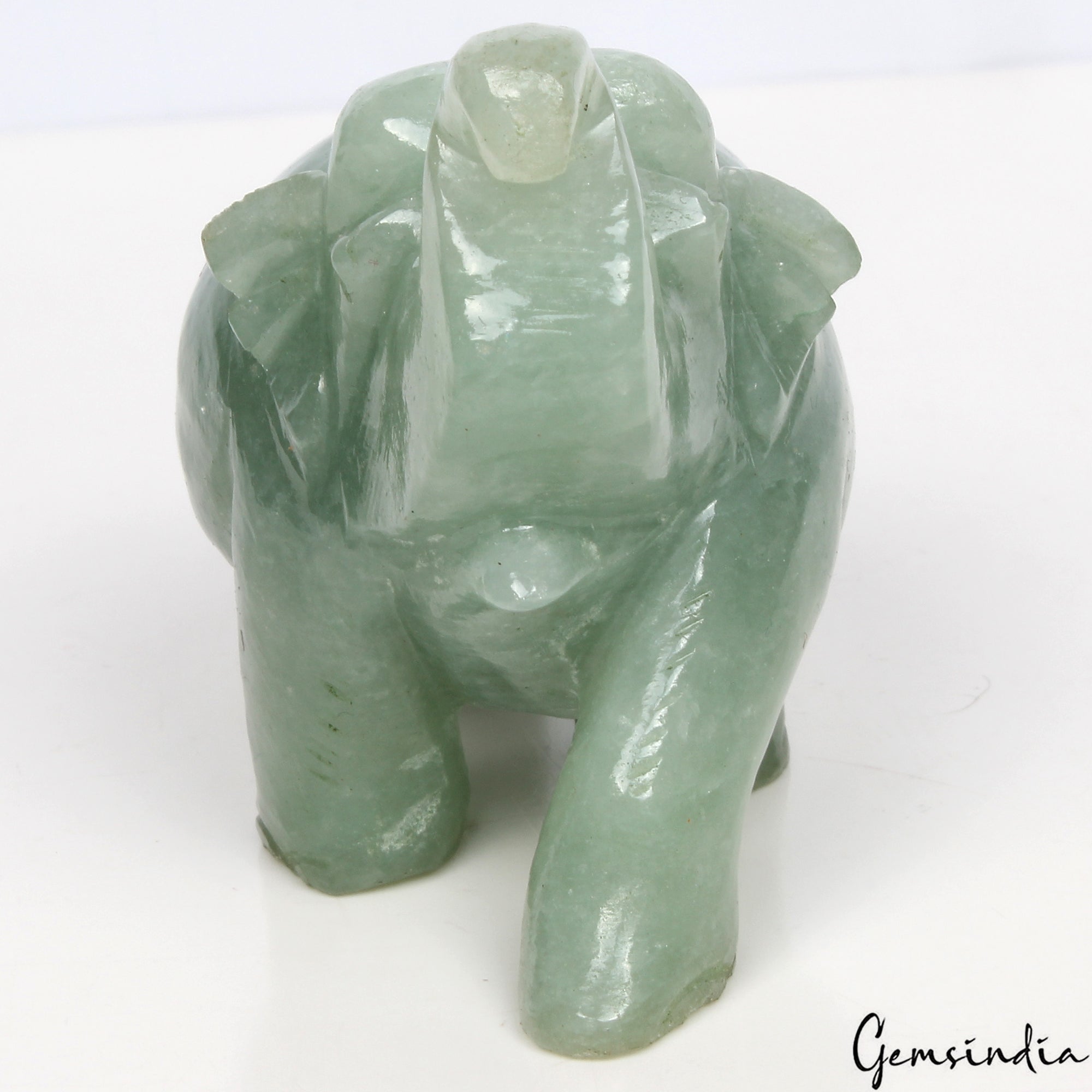 Handmade 855 Cts Natural Green Aventurine Elephant Sculpture Home Decor /Statue