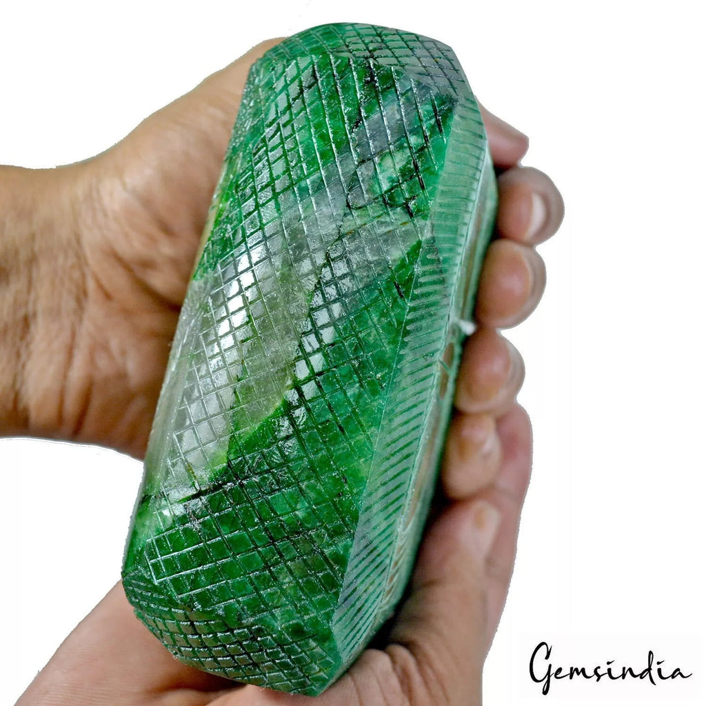 5870 Cts Natural Brazilian Green Emerald Octagon Cut Hand Carved Huge Size Gem