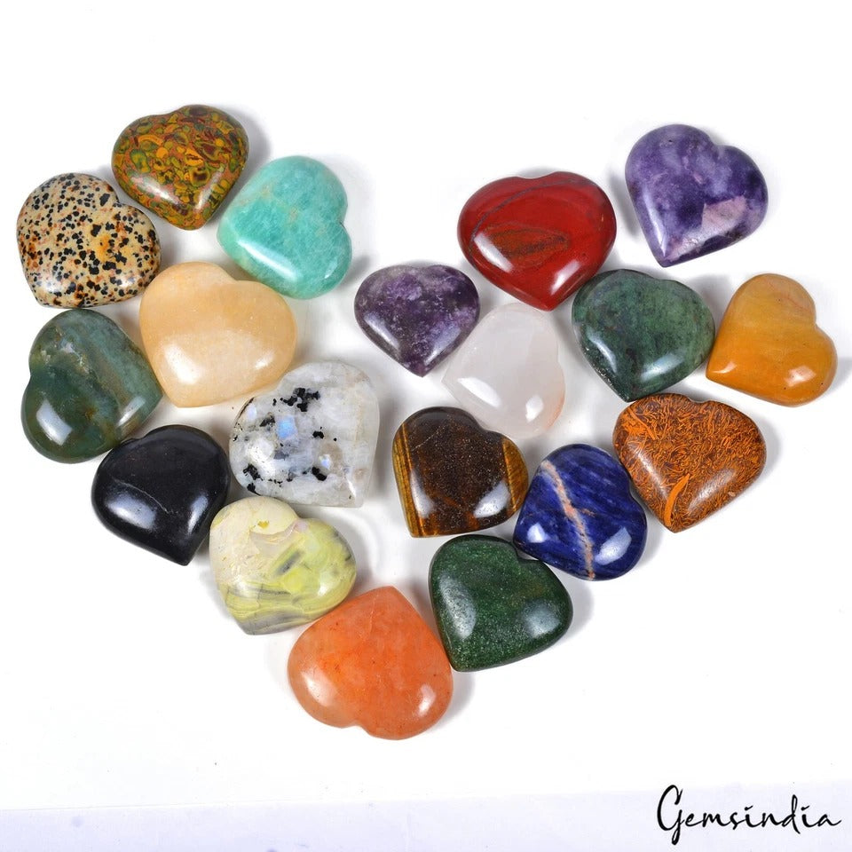 7500 Cts/19 Pcs Natural Untreated Multi-Color Gems Puffy Heart Cab Wholesale Lot