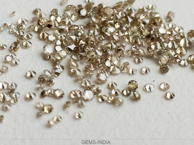 10 Pc Champagne Brilliant Cut Faceted Round Natural Diamonds Solitaire 1.2-1.7mm