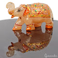 1120 Ct Natural Aventurine Carved Elephant Trunk Up Gemstone Animal Statue Decor