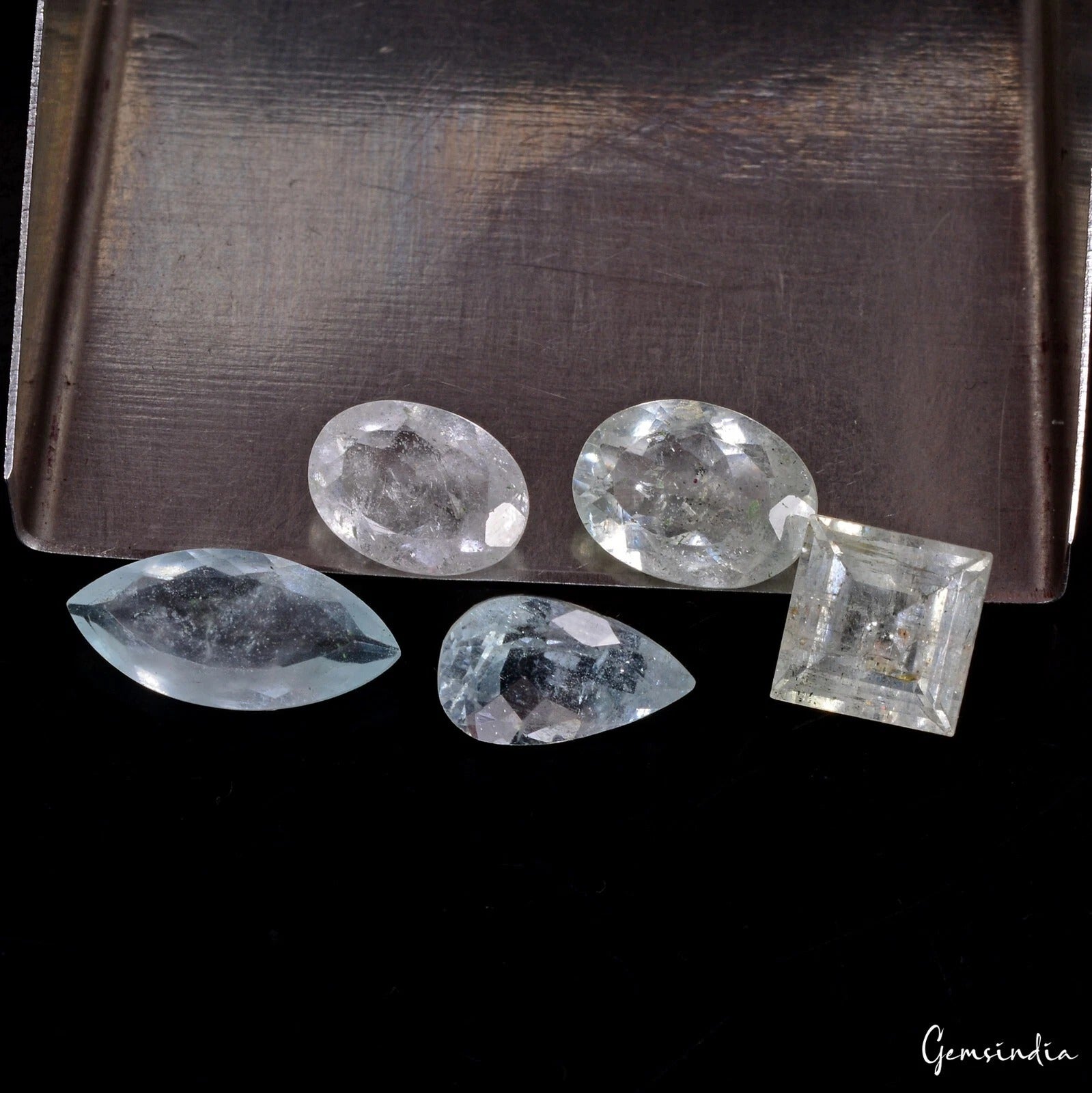 9.55 Cts/5 Pcs Natural Unheated Brazilian Blue Green Aquamarine Mix Cut Gems Lot
