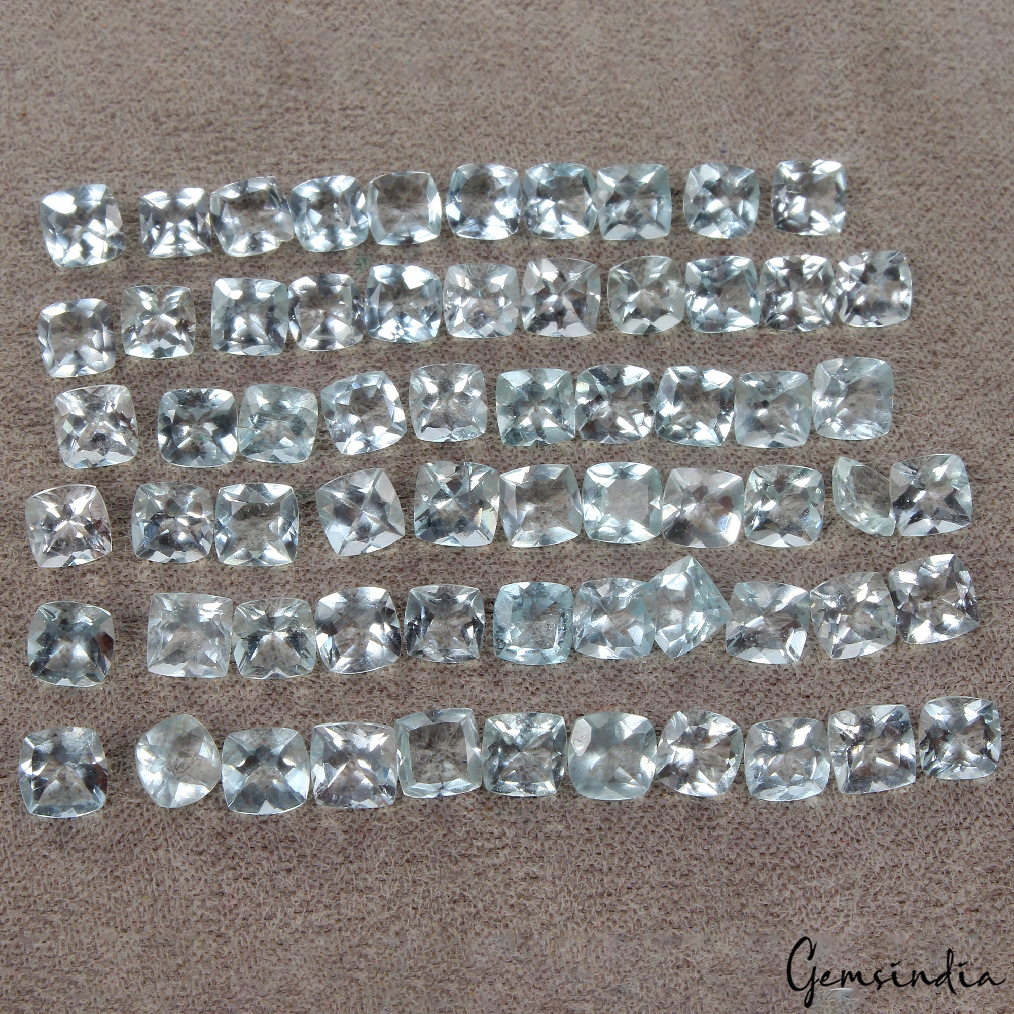 Certified 5mm Cushion Cut Natural Blue Aquamarine Unheated Loose Gemstones~ 64Pc