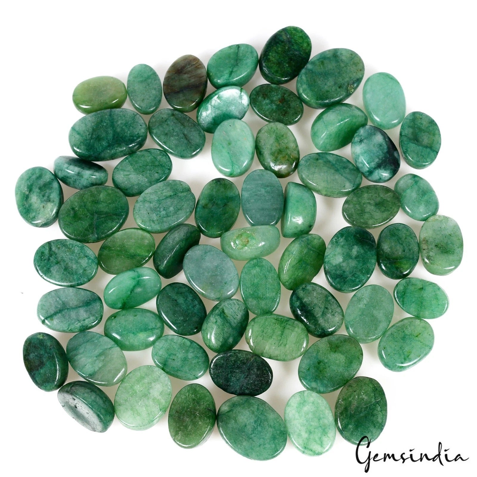 500 Cts/58 Pcs Natural Brazilian Green Emerald Oval Cab Loose Gems Lot For Jewel