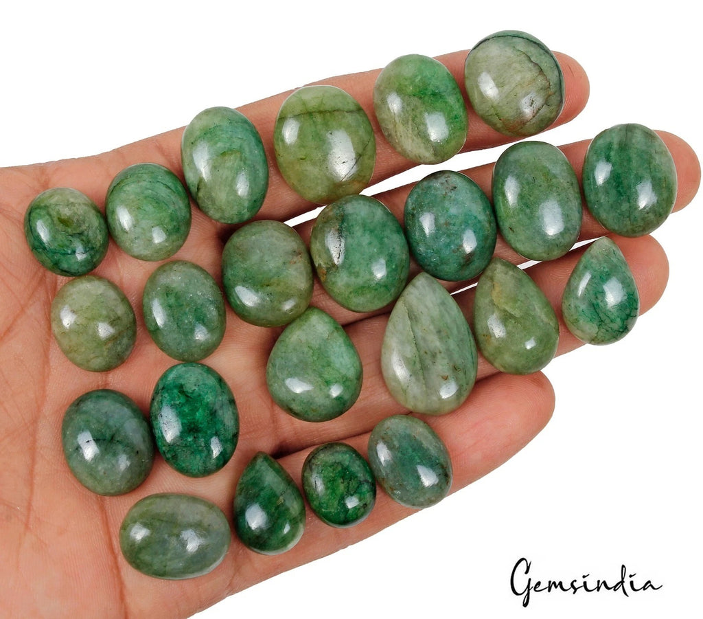 Brazilian Emerald Lot, Cabochon, Color Enhanced, Green — 23 Pieces, 14mm to 24mm, 330 Ct, Brazil
