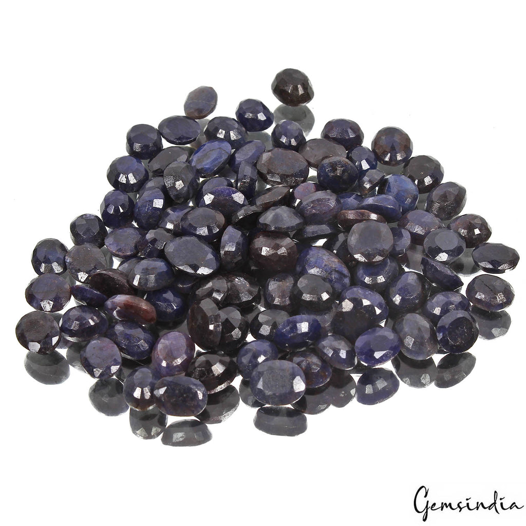 African Blue Sapphire Lot, Loose Gemstone, Color Enhanced — 97 Pieces, 7mm to 10mm, 230 Ct, Africa