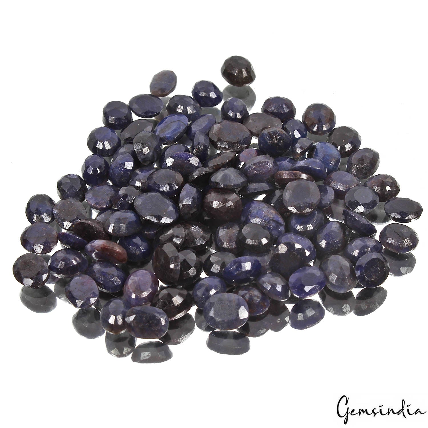 African Blue Sapphire Lot, Loose Gemstone, Color Enhanced — 97 Pieces, 7mm to 10mm, 230 Ct, Africa