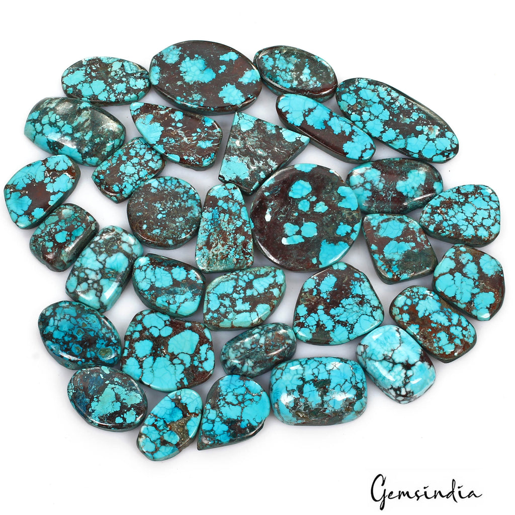 540 Ct/31 Pcs Natural Blue Green Spiderweb USA Turquoise Mix Cab Loose Gems Lot