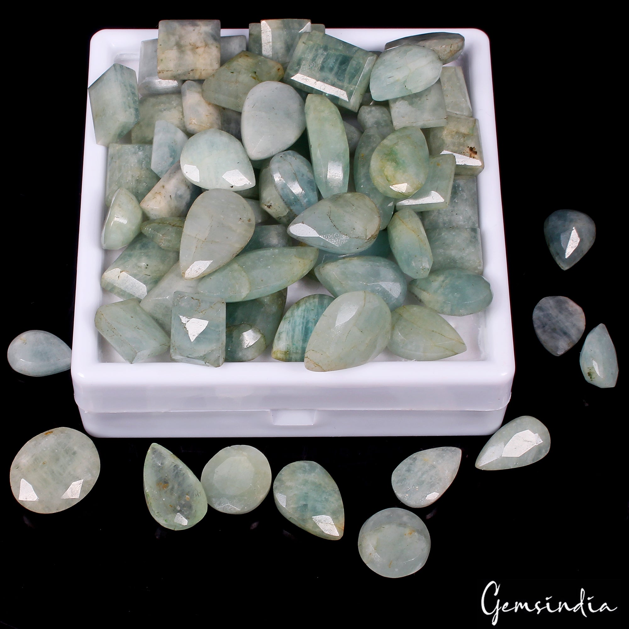 Aquamarine Lot, Loose Gemstone, Untreated, Blue — 66 Pieces, 12mm to 26mm, 800 Ct, Brazil