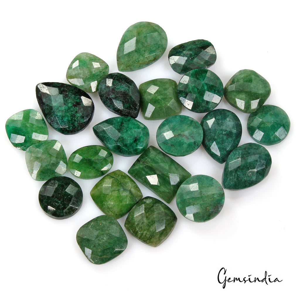 260 Cts/22 Pcs Natural Brazilian Green Emerald Mix Checker Cut Gems For Jewelry