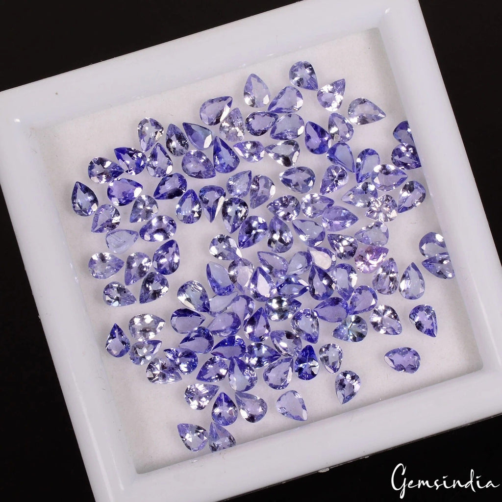 13.20 Ct/105 Pcs Natural Blue Untreated Tanzanite Pear Calibrated 4x3mm Gems Lot