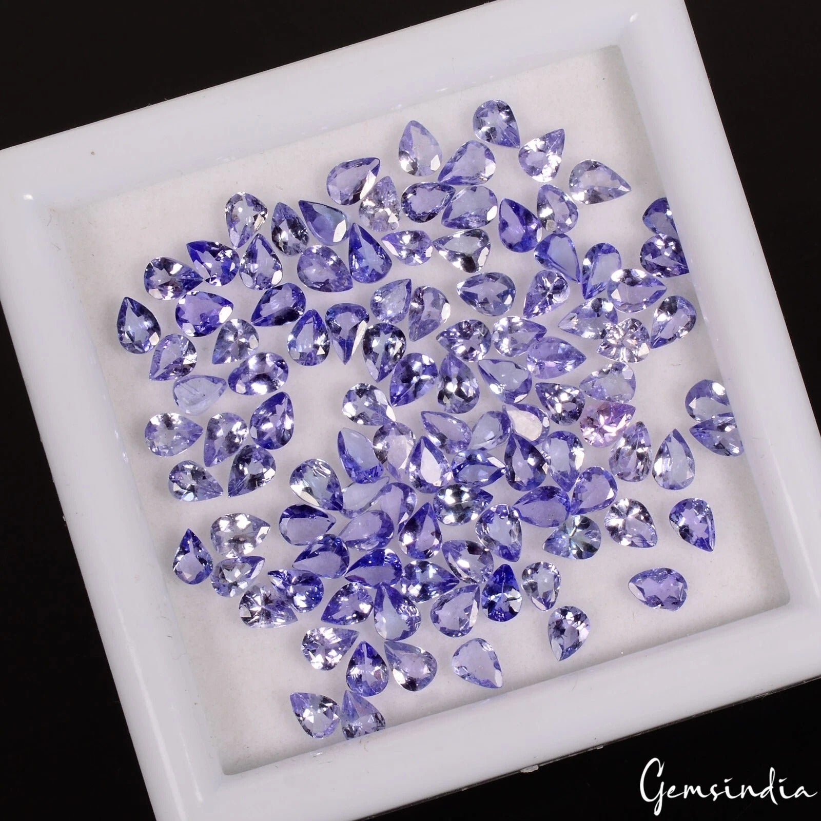 13.20 Ct/105 Pcs Natural Blue Untreated Tanzanite Pear Calibrated 4x3mm Gems Lot