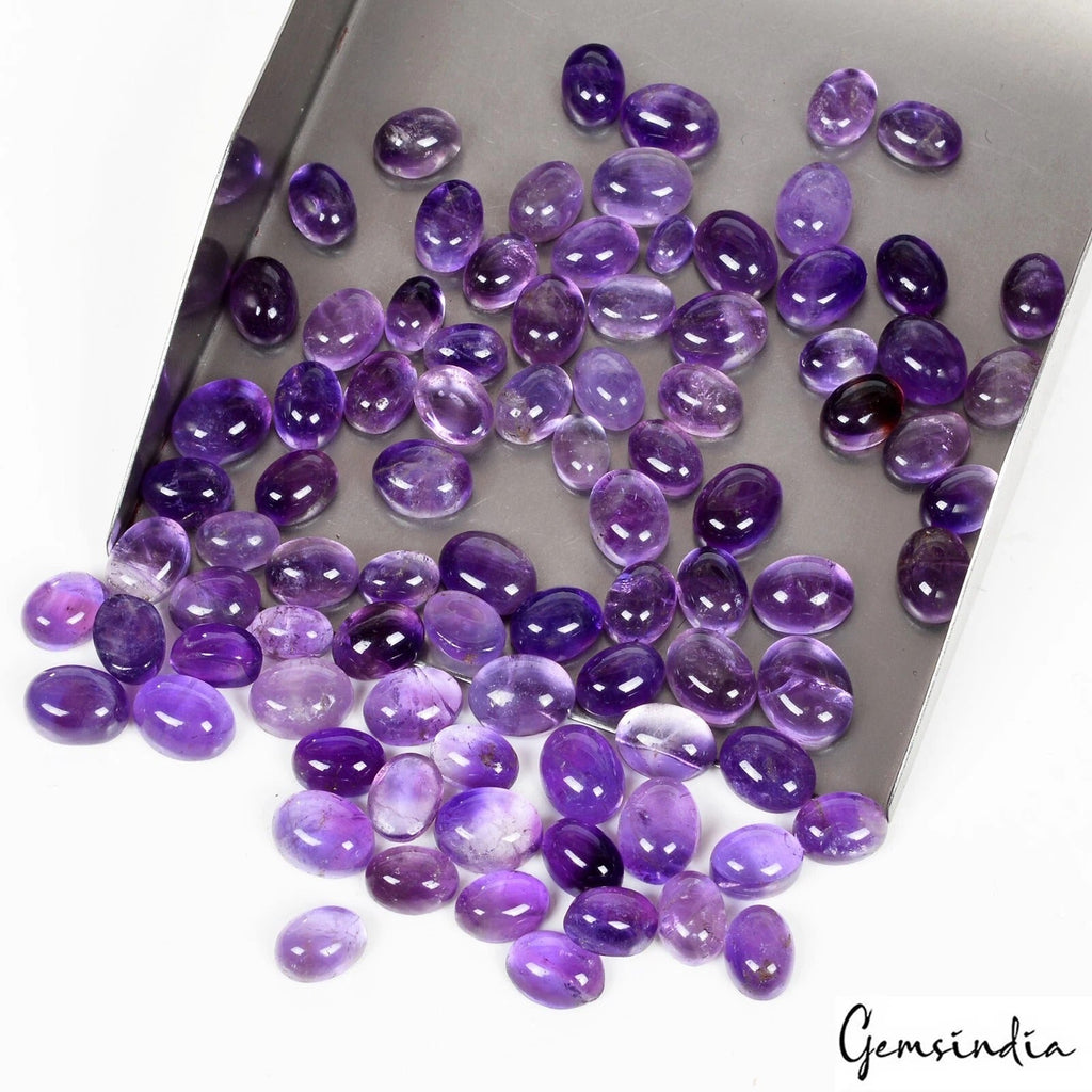 Certified 152.70 Ct/88 Pcs Natural Untreated Purple Amethyst Oval Cab Loose Gems