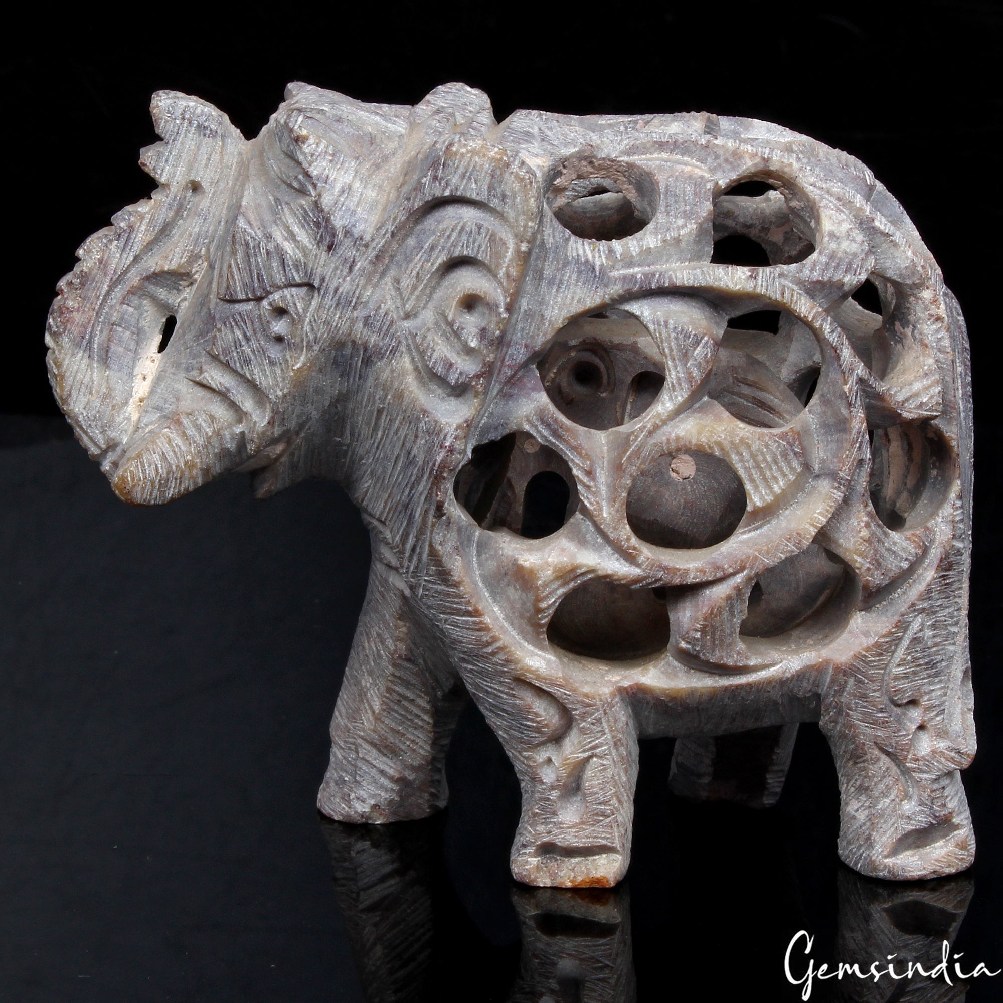 600 Ct Handmade Soapstone Elephant Statue Home Decor /Animal Figurine Sculpture