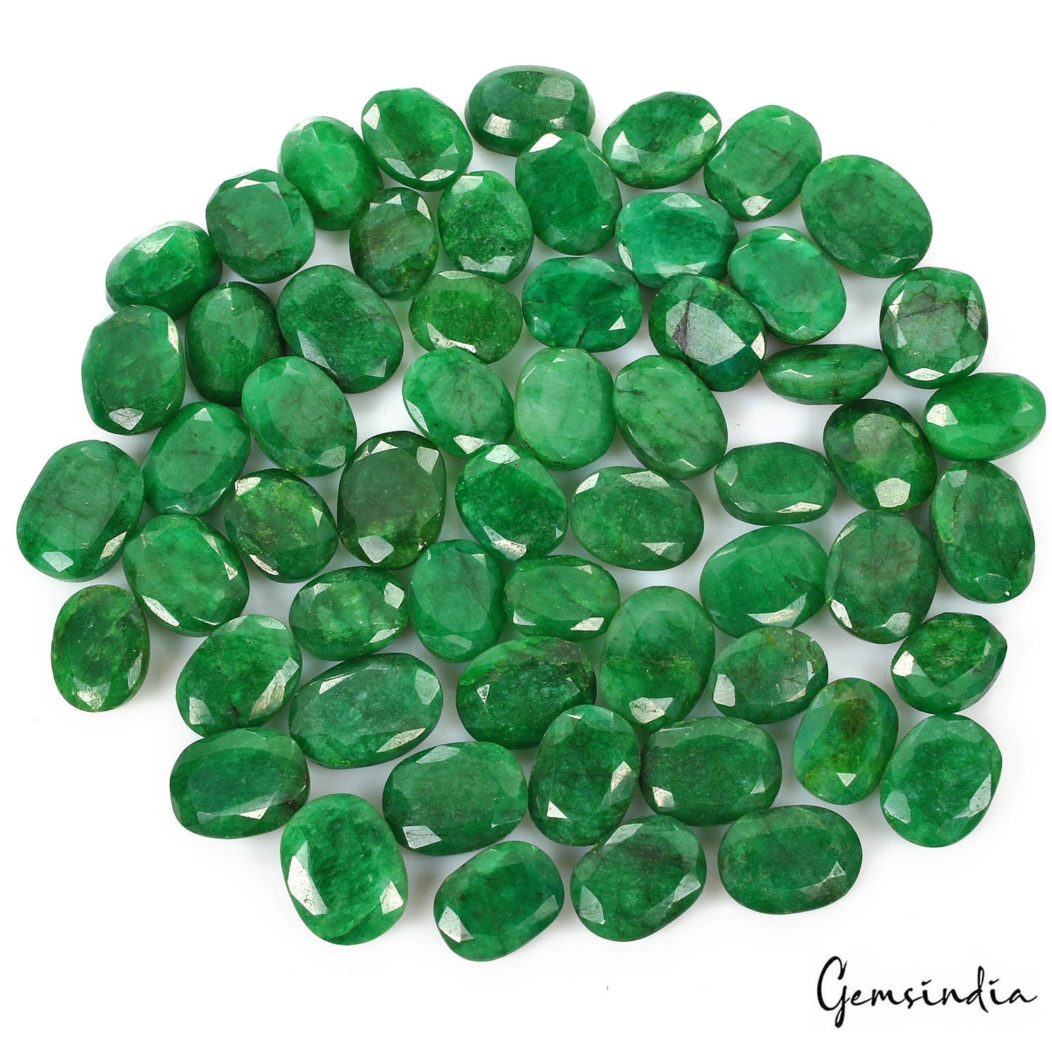 800 Ct/58 Pcs Natural Brazilian Top Green Emerald Oval Cut Loose 15-20mm Gem Lot