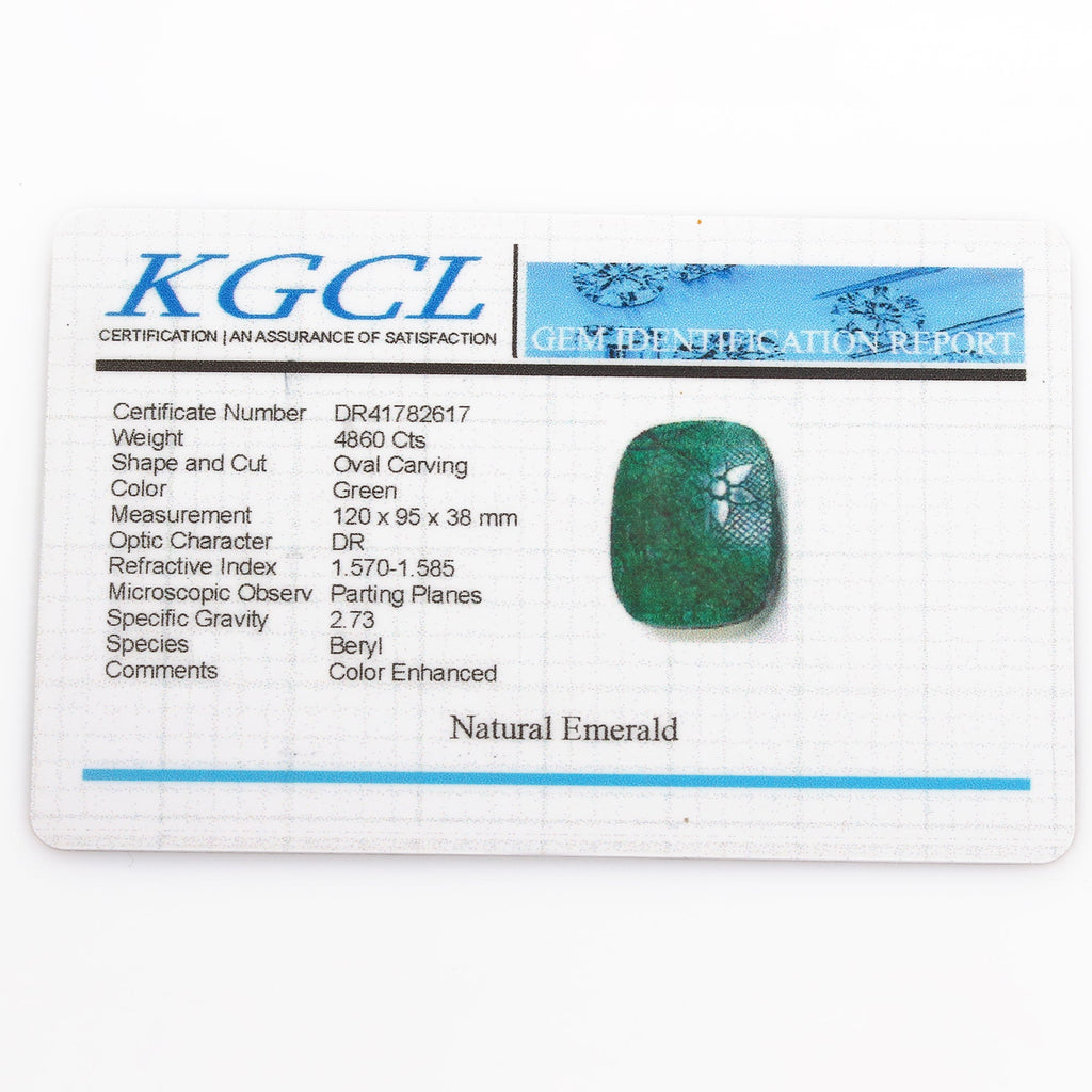 Certified 4860 Cts Natural Green Emerald Oval Carving Masterpiece Huge Size Gems