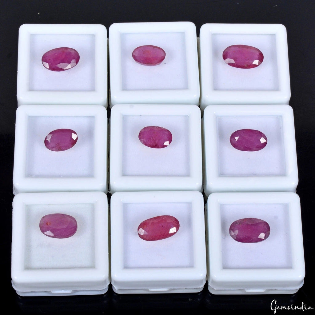 9 Pcs Natural Mozambique Ruby Red Oval Cut Top Quality Certified Gemstones 38+Ct