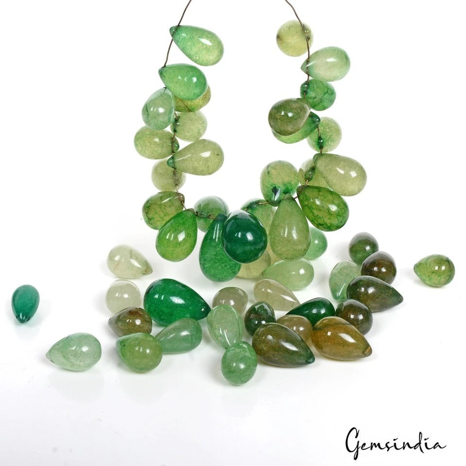 670 Cts Natural Green Quartz Pear Drop Drilled 12-21mm jewelry Beads/Briolettes