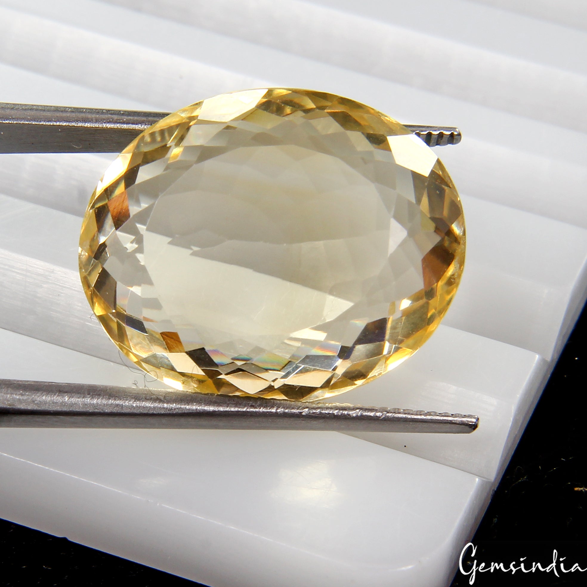 Certified 19.40 Cts Natural Untreated Brazilian Yellow Citrine Oval Cut Gemstone