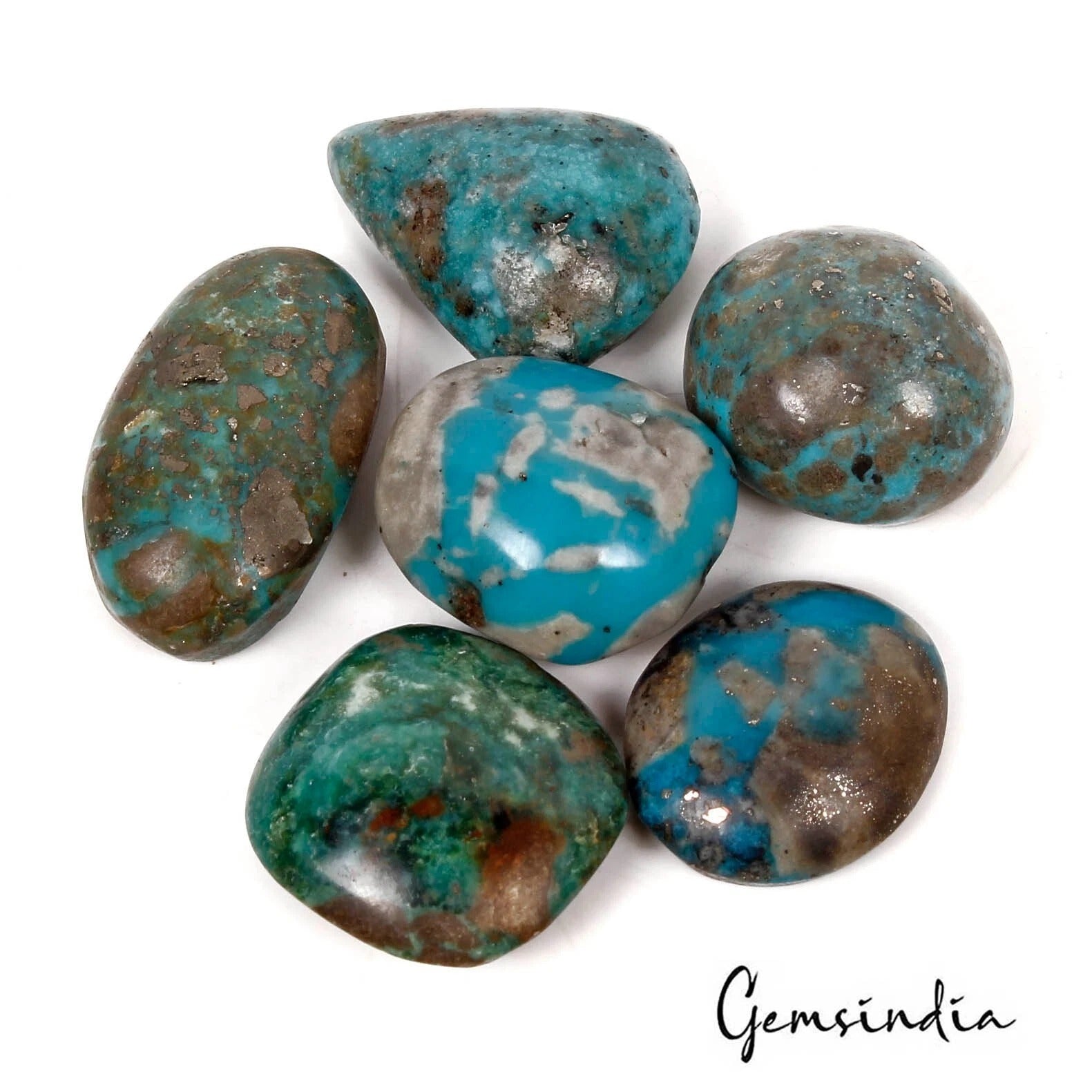 Turquoise Cabochon, Untreated — 19mm to 26mm, 139.60 Ct, India