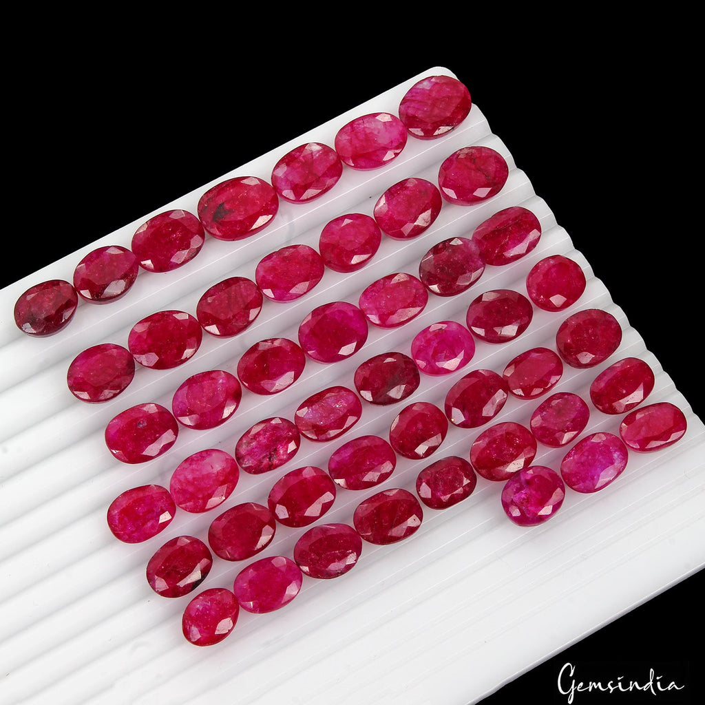 400 Ct Natural Red Pink Beryl Oval Faceted Loose Wholesale Gemstone Lot 48 Pcs