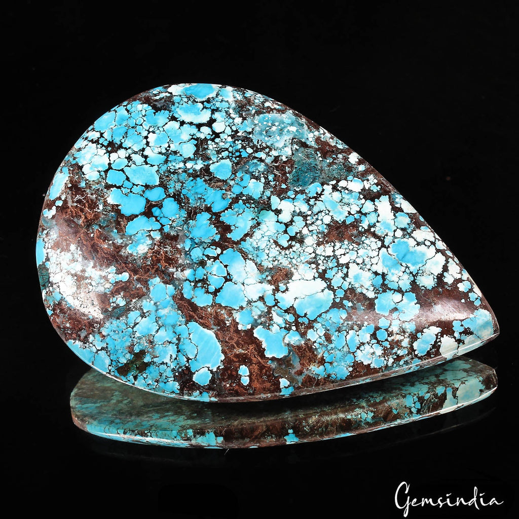 300 Ct Natural Blue Spiderweb USA Arizona Turquoise Pear Cab Loose Huge Size Gem