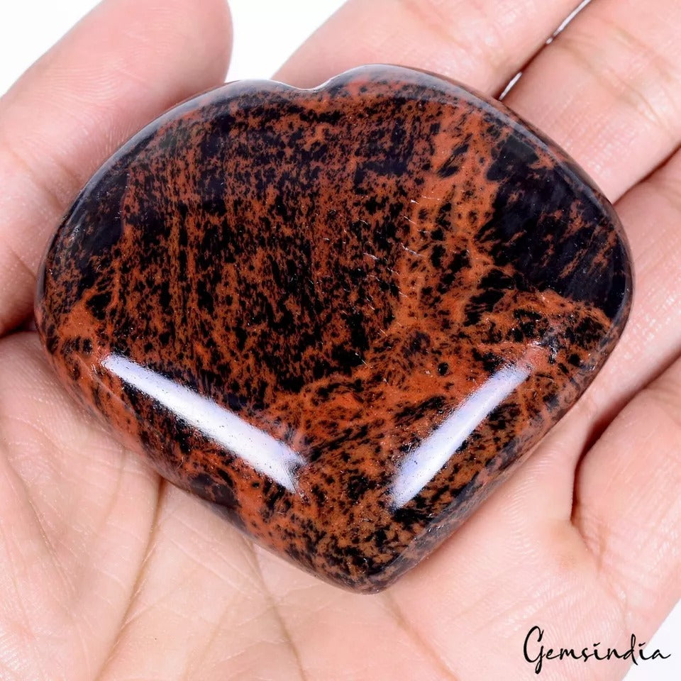 530 Cts Natural Untreated Bi Color Mahogany Obsidian Heart Cab Huge Loose Gems
