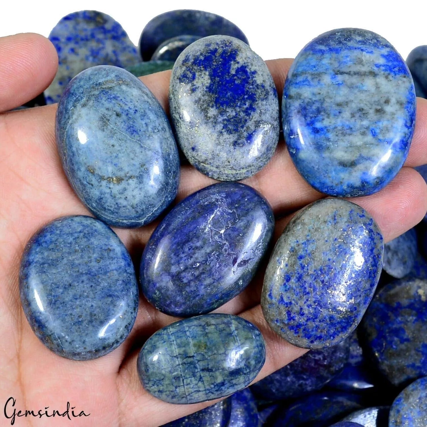 1.2 Kg Natural Blue Lapis Lazuli Oval Cabochon Loose 28- 55mm Gemstone Wholesale