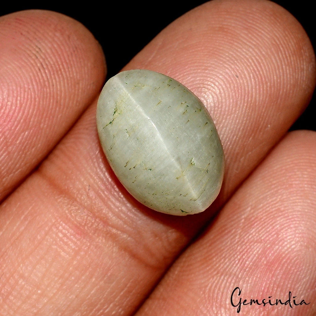 Certified 7.50 Ct Natural Untreated Gray Chrysoberyl Gray Cats Eye Oval Cab Gem