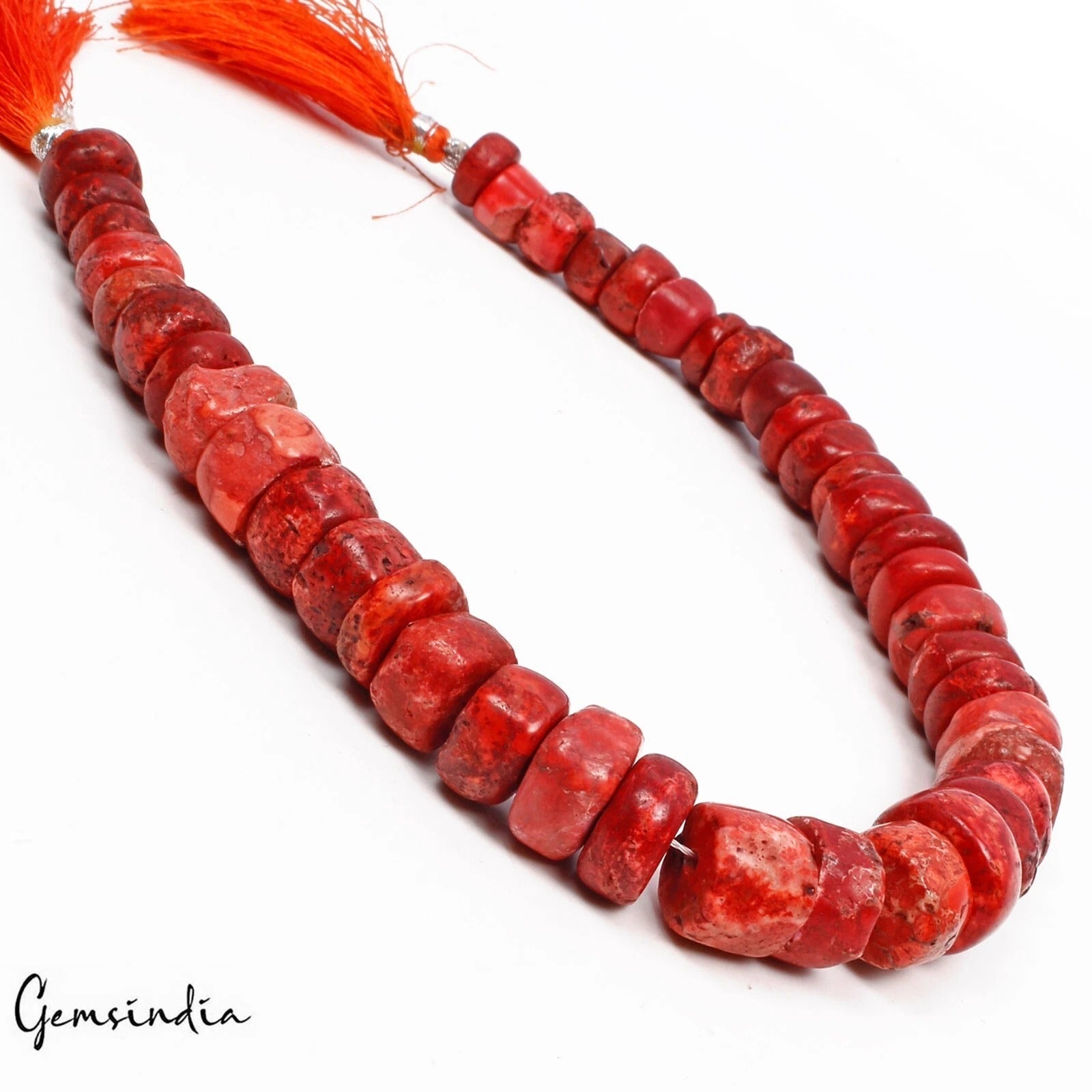 470 Ct Taiwan Red Coral Gem Tyre Shape Beautiful Heishi Drilled Beads Strand 12"