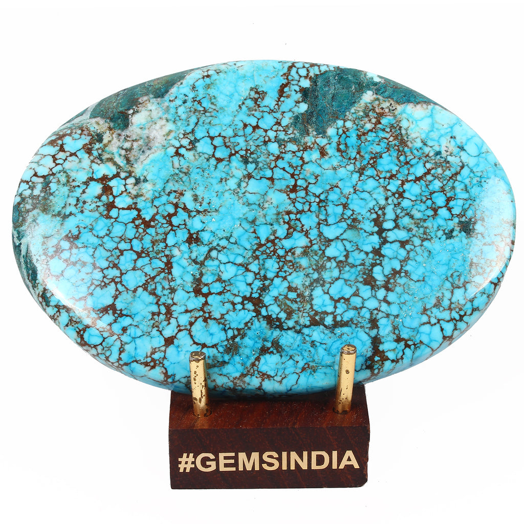 Turquoise Cabochon, Color Enhanced, Blue — 103x74x9mm, 700 Ct