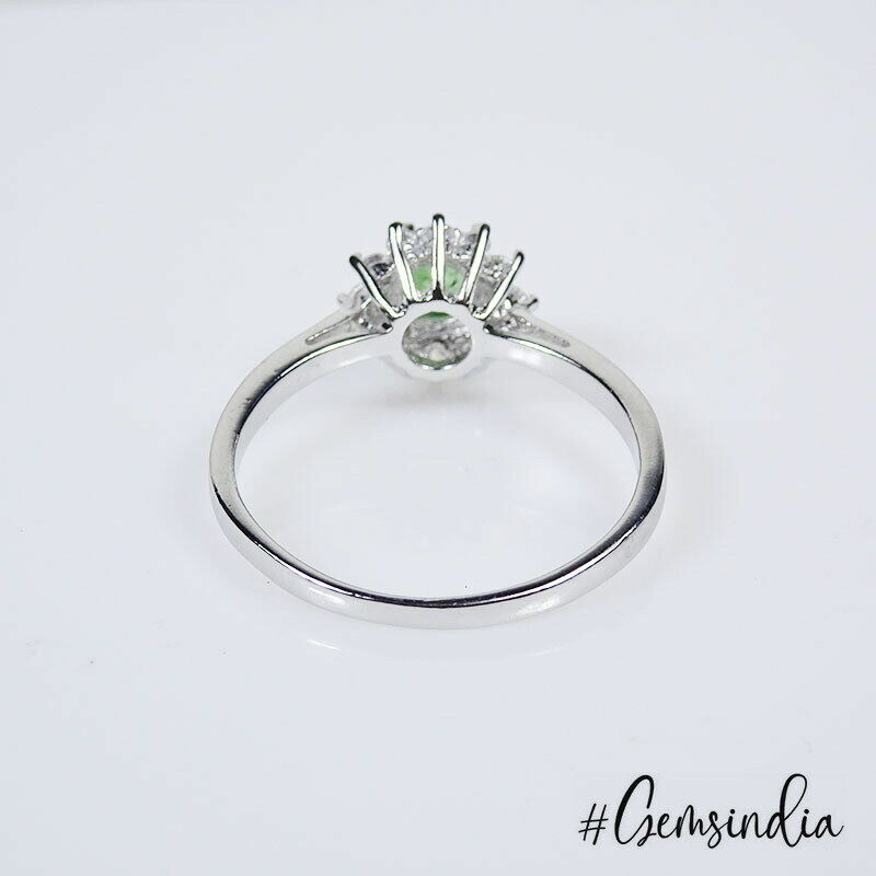 1.87 Gram Natural Green Tourmaline Sterling Silver Handmade Designer Ring 7 US