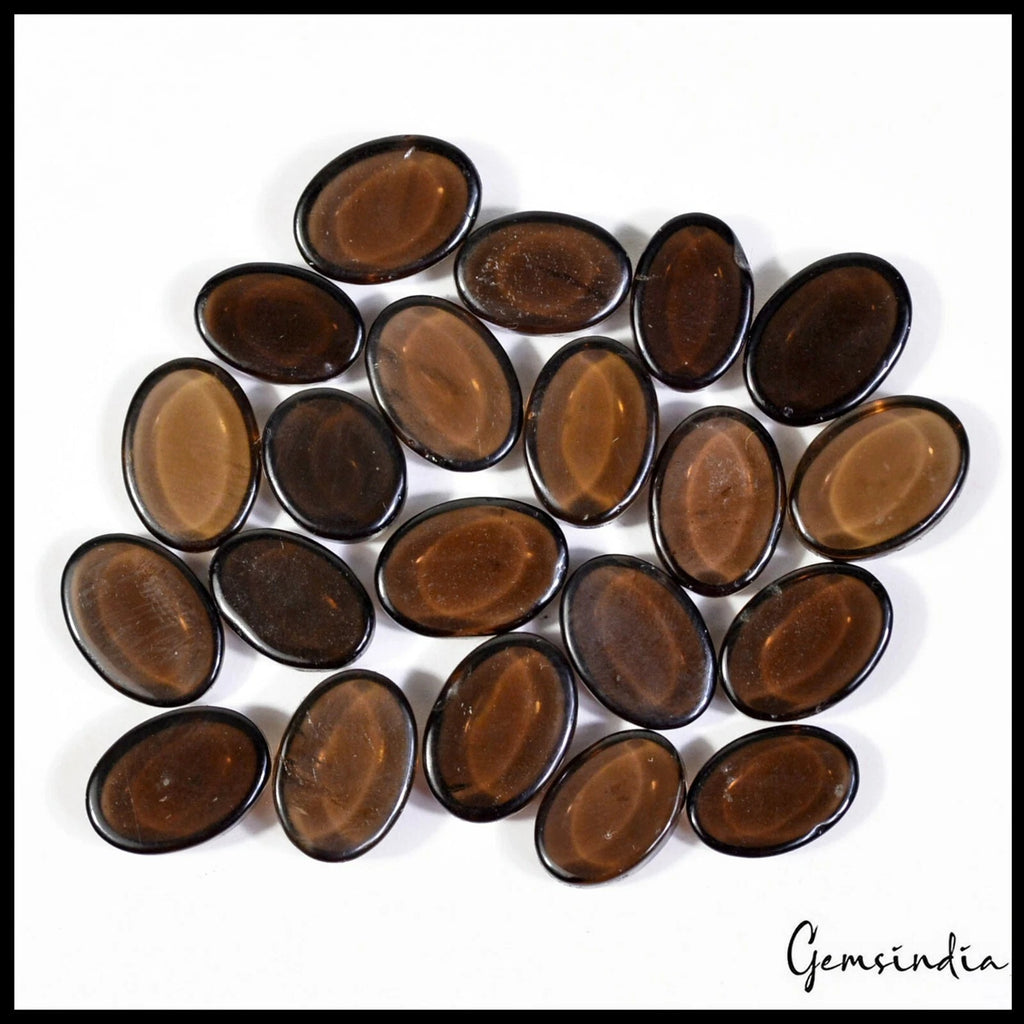 Smoky Quartz Lot, Cabochon, Untreated, Brown — 21 Pieces, 11mm to 14mm, 112.00 Ct