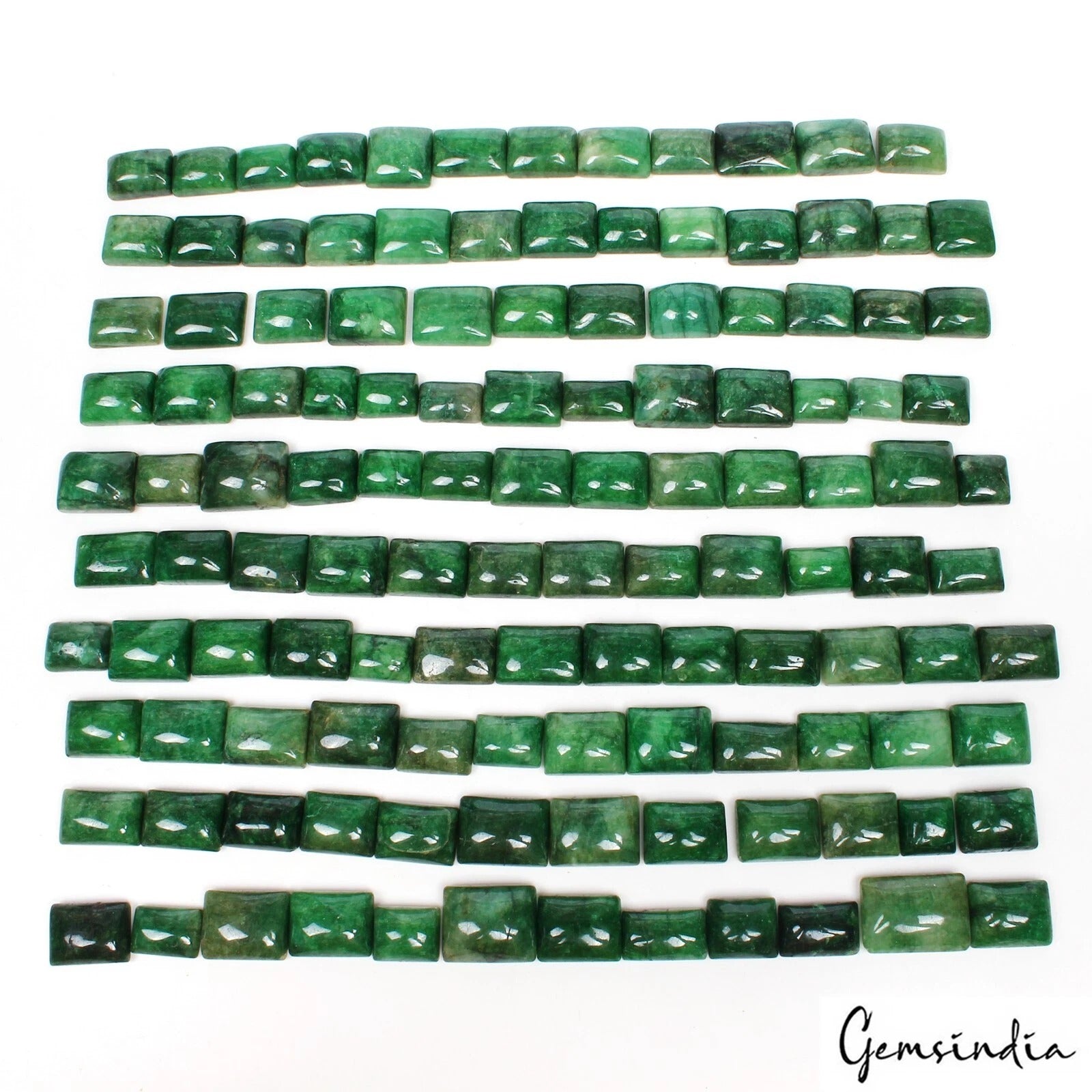 Emerald Lot, Cabochon, Rectangular Cabochon, Color Enhanced — 124 Pieces, 12mm to 22mm, 2030 Ct, Brazil