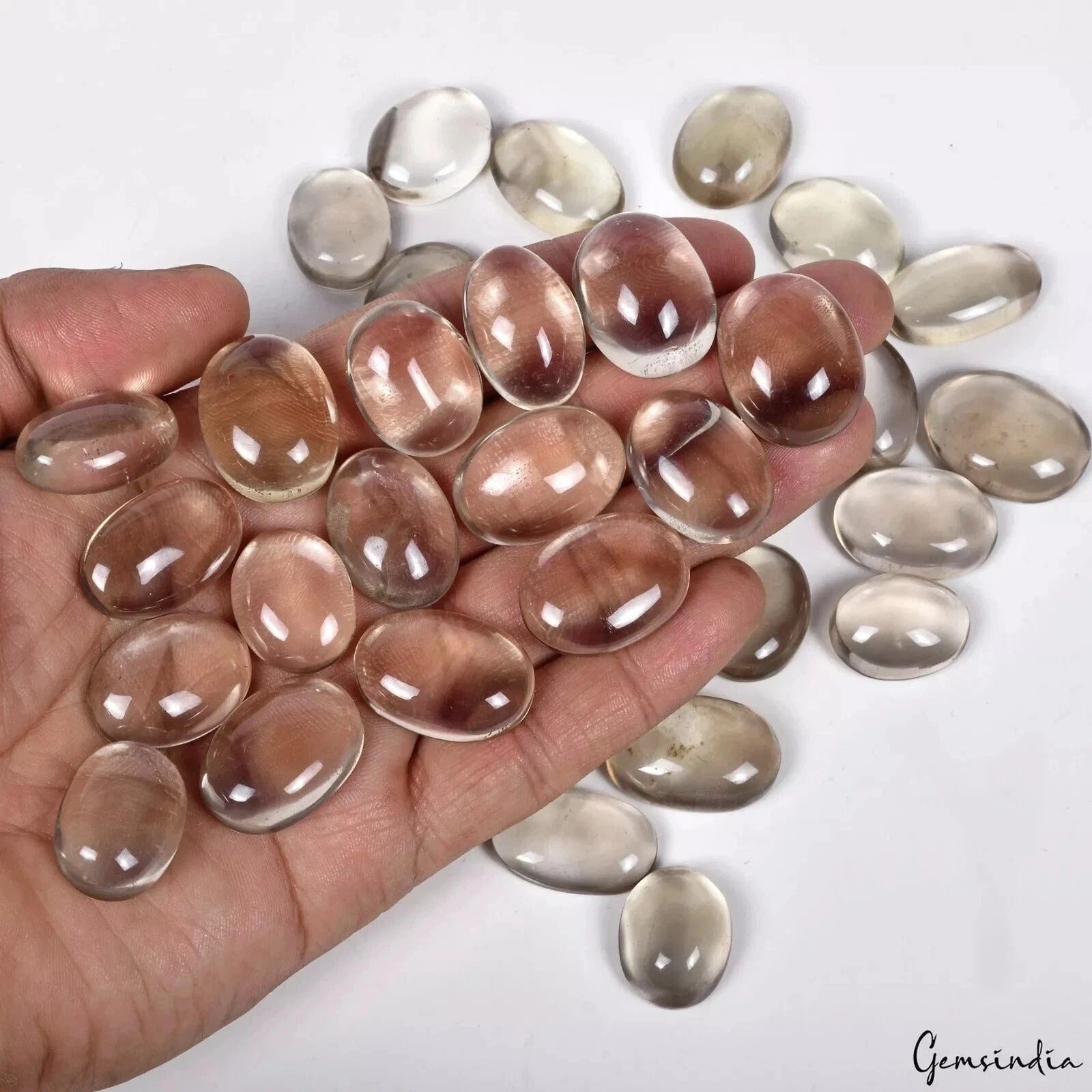 Smoky Quartz Lot, Cabochon, Untreated, Brown — 30 Pieces, 20mm to 25mm, 900 Ct, Madagascar