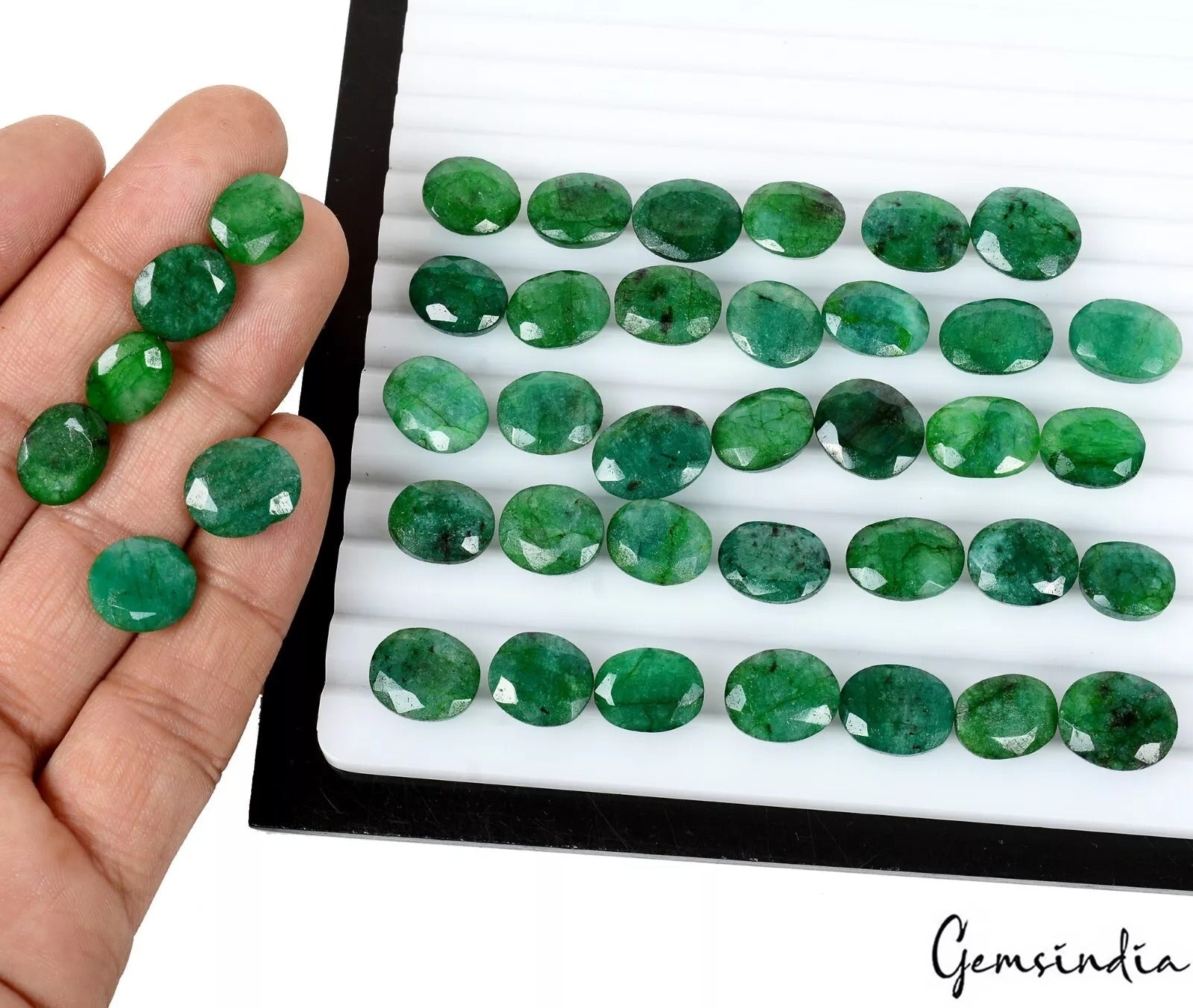 Emerald Loose Gemstone, Color Enhanced, Green — 12mm to 14mm, 250.00 Ct, Brazil