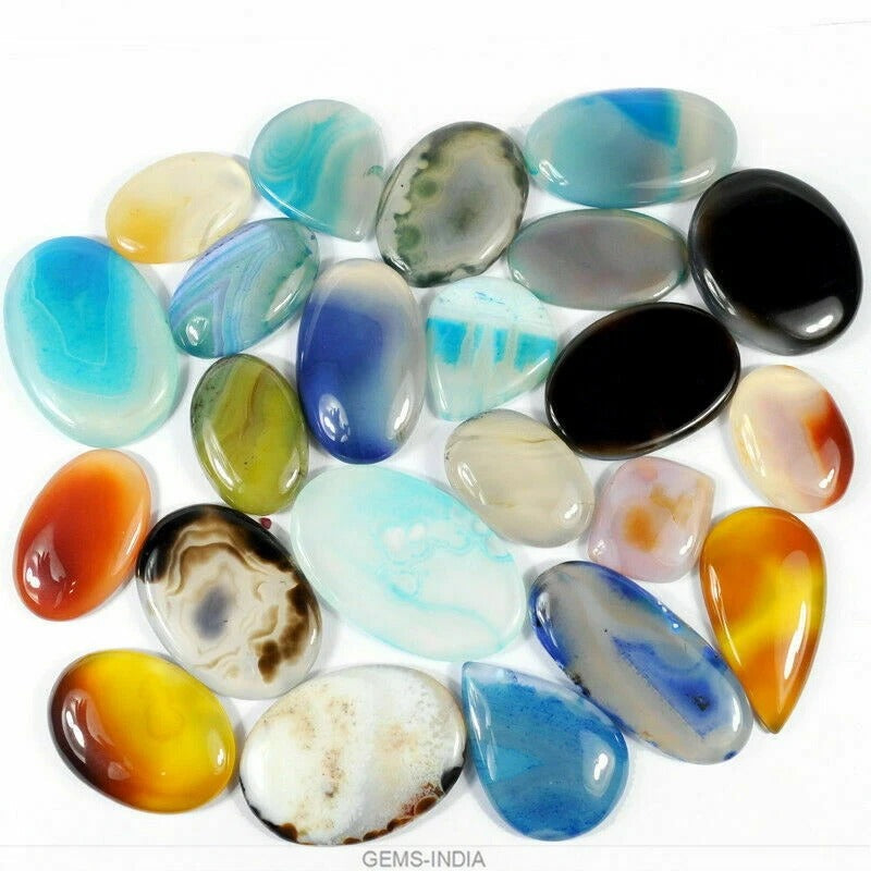 1700 Cts/23 Pcs Natural Multi Colo Onyx Agate Mixed Cab Loose Gems Wholesale Lot